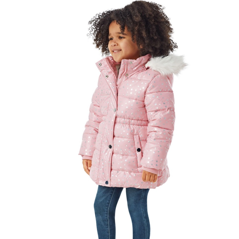 COPY - NWT Member's Mark Girls' Puffer Jacket Pink with Stars Sz 5